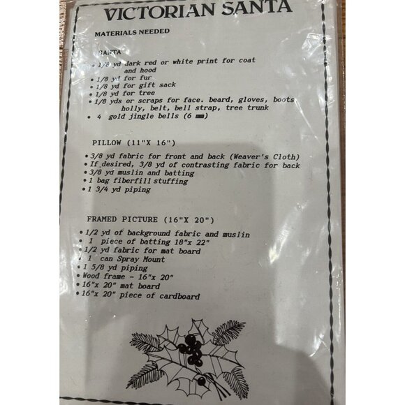 Pattern Victorian Santa Country Appliques #CA-48 Pillow or Framed Picture - Picture 3 of 4